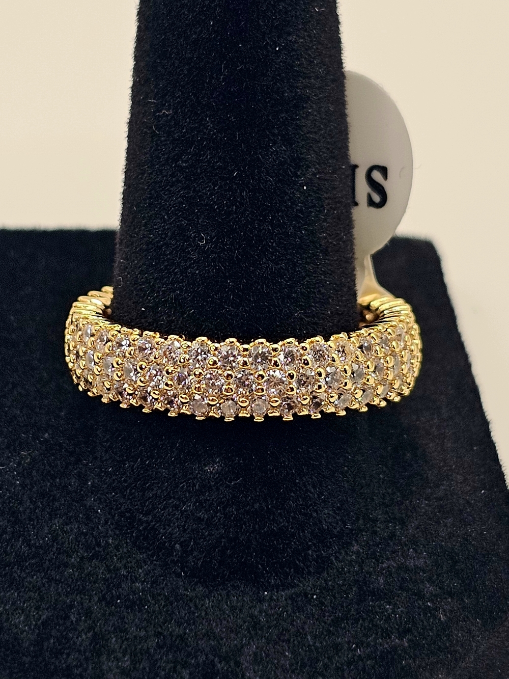 Gold Pave CZ Crystal Dome Ring Size 9